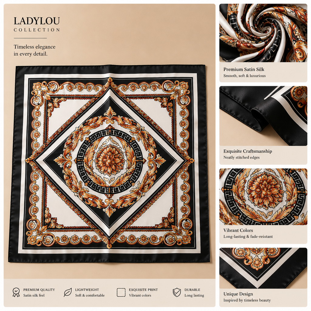 LadyLou Baroque Satin Headscarf