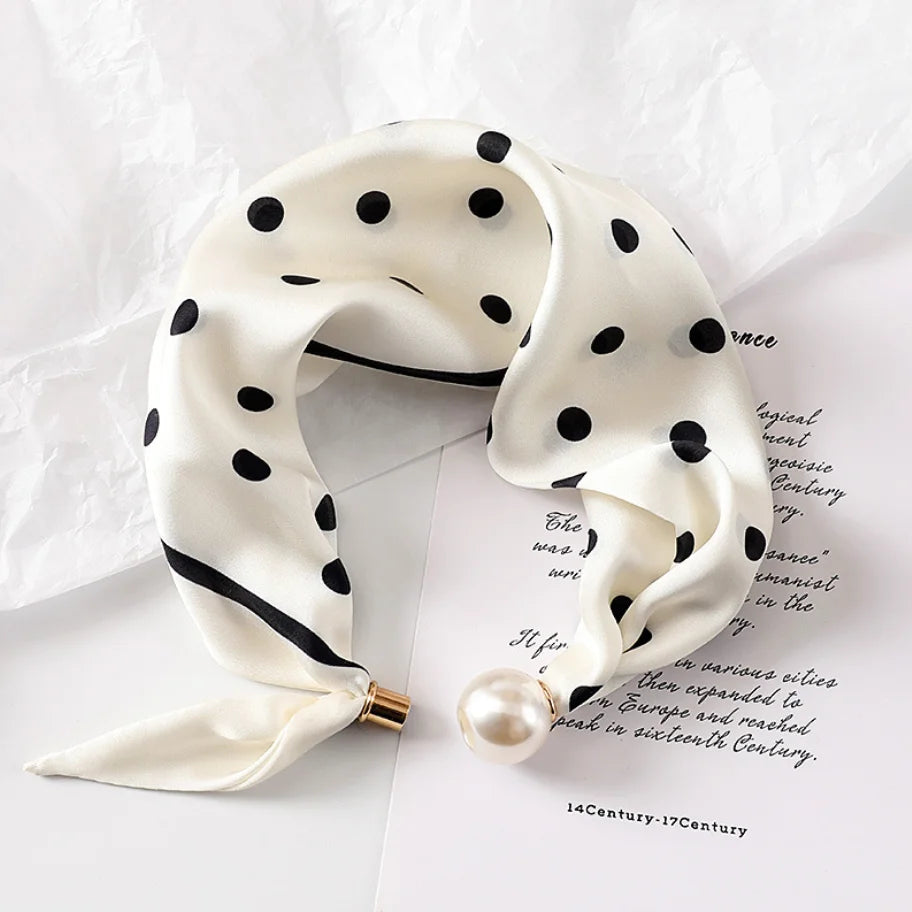 LadyLou Collection Pearl Buckle Silk Scarf