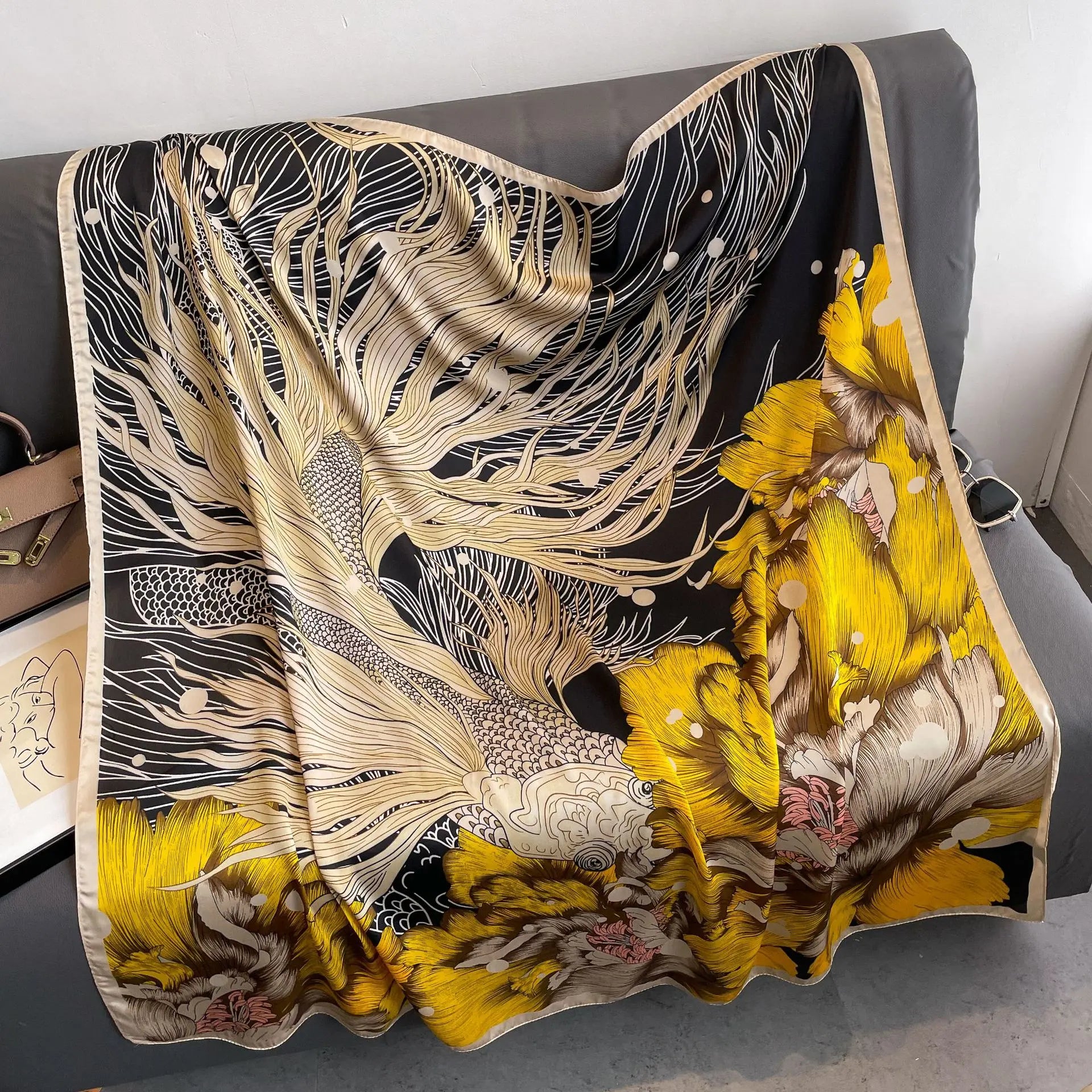 LadyLou Collection Vintage Horse Print Silk Scarf