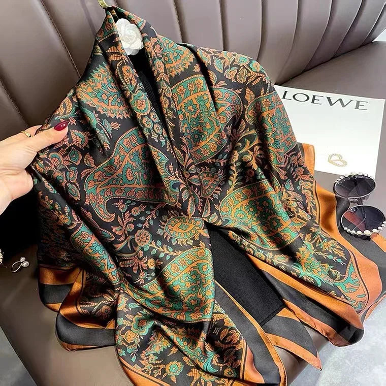 LadyLou Collection Vintage Horse Print Silk Scarf