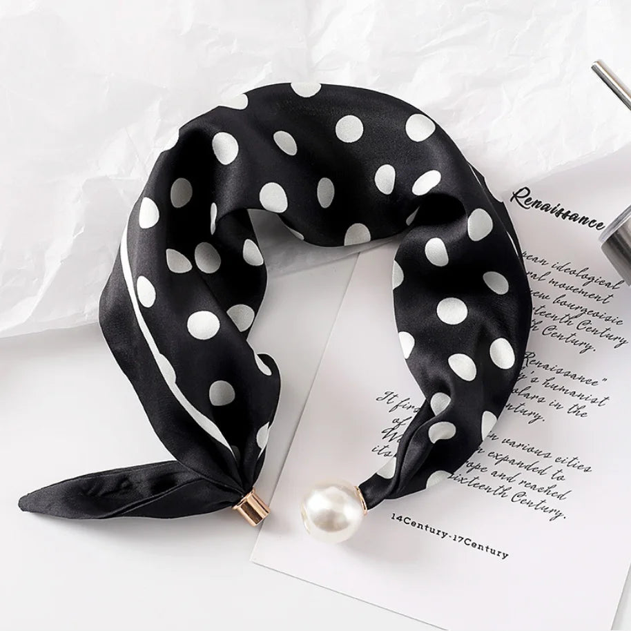 LadyLou Collection Pearl Buckle Silk Scarf