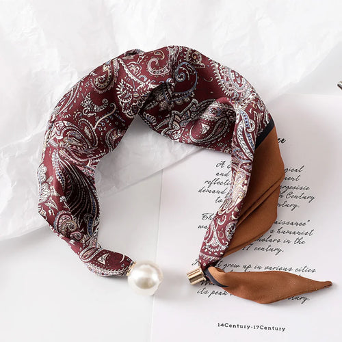 LadyLou Collection Pearl Buckle Silk Scarf