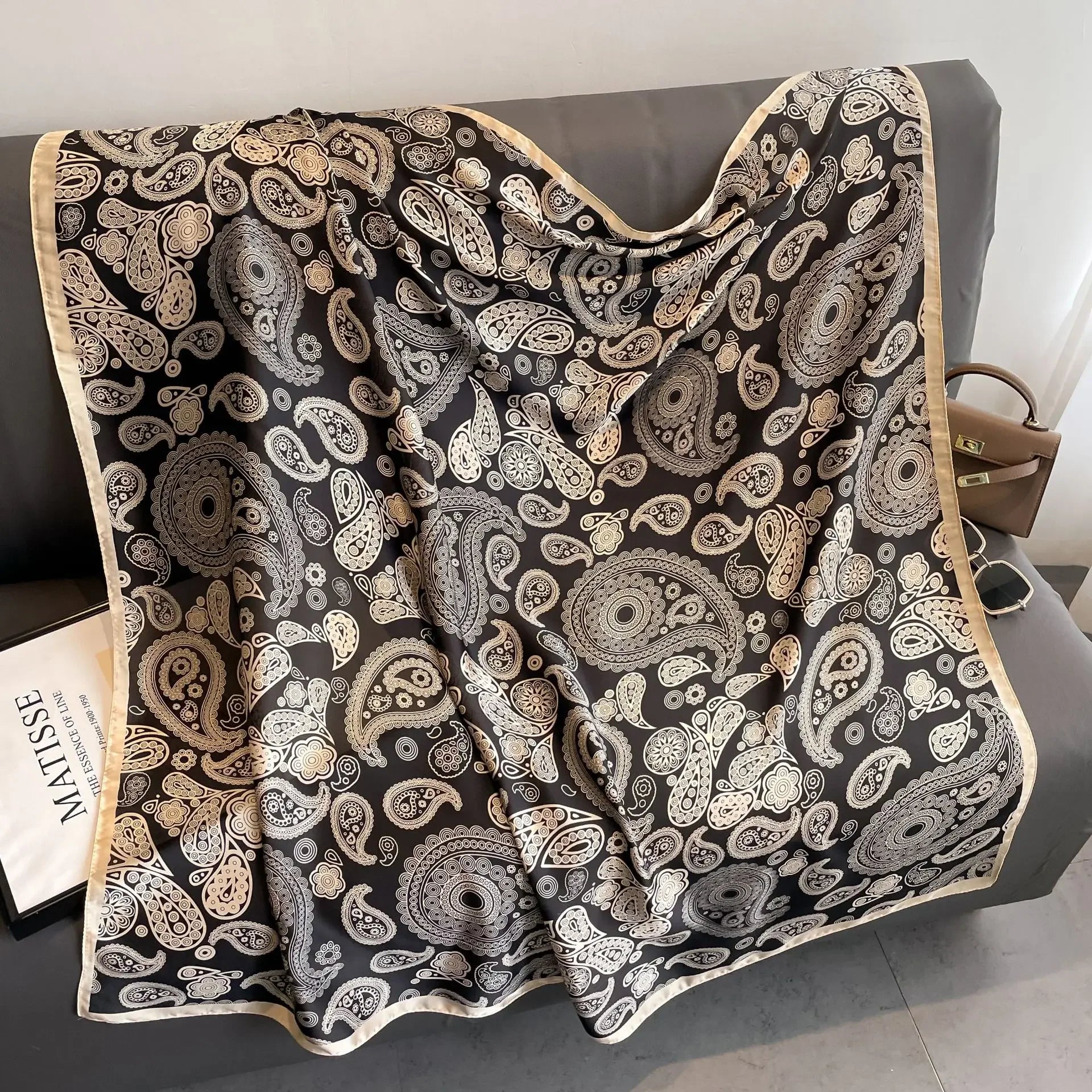 LadyLou Collection Vintage Horse Print Silk Scarf