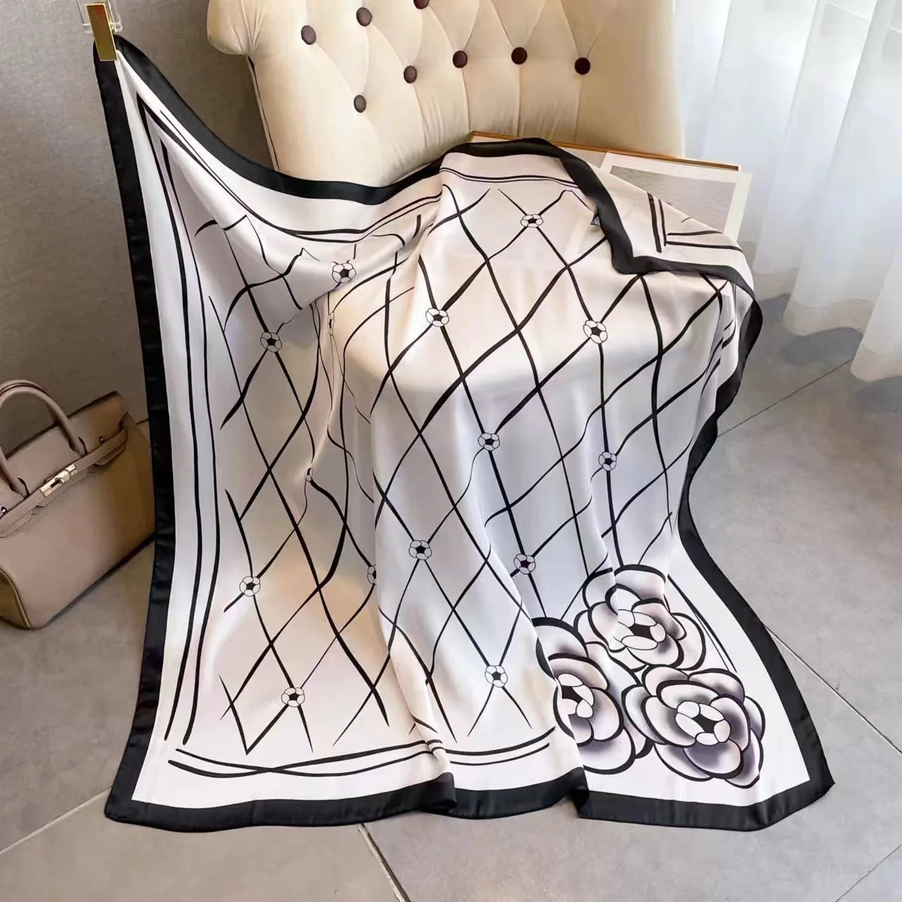 LadyLou Collection Vintage Horse Print Silk Scarf